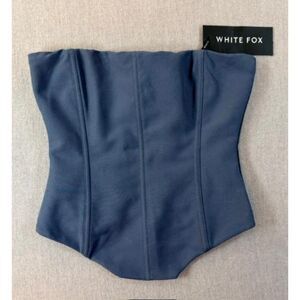 NWT White Fox Boutique Let It Go Strapless Corset Top  Blue Boned Bustier XXS